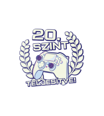 20. szint teljesítve minta fehér pólón