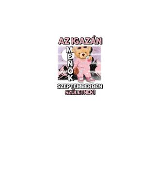 Menő maci csajos SZEPTEMBER minta türkiz pólón