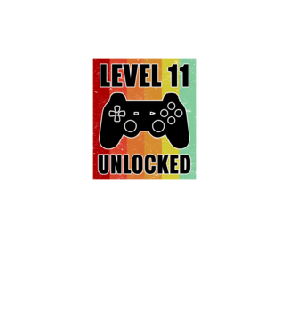 level 11 unlocked retro gamer minta fehér pólón
