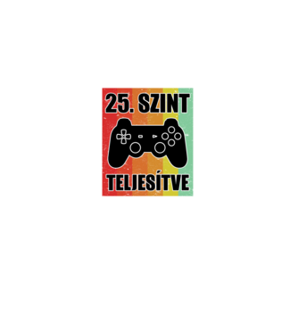 25 szint teljesítve retro gamer minta fekete pólón