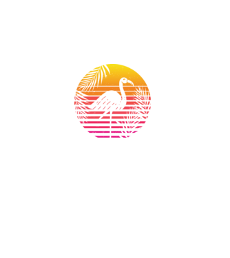 Retro flamingo sunset minta fekete pólón