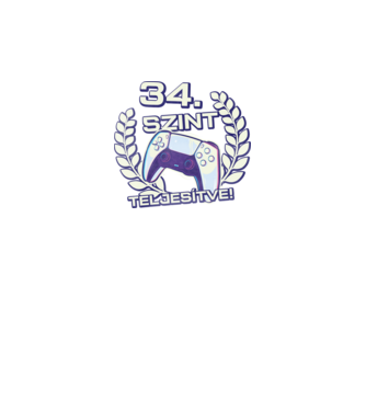 34. szint teljesítve PS5 v2 minta fekete pólón