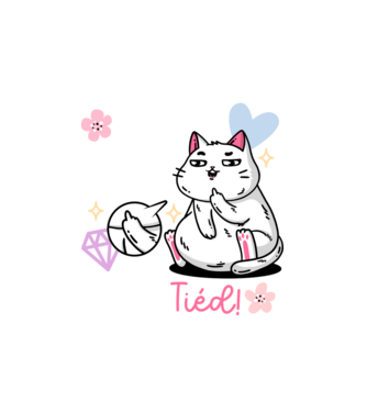 Kabbe cica minta fehér pólón