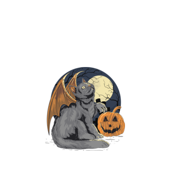 Halloween cica minta fekete pólón