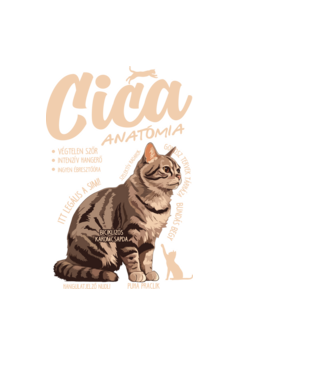 Cica anatómia cirmos minta fekete pólón
