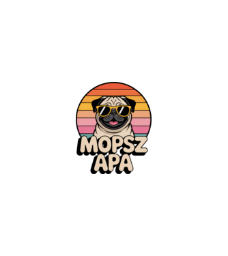 Mopsz Apa minta homokszín pólón