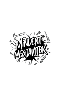 Mindent megjavítok páros minta fekete pólón