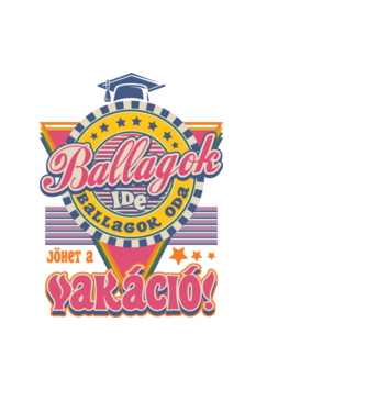Ballagok ide oda retro vakáció minta fekete pólón
