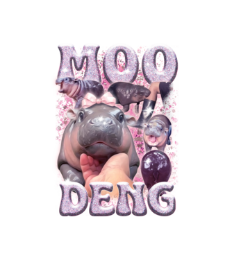 MOO DENG baby hippo minta fehér pólón