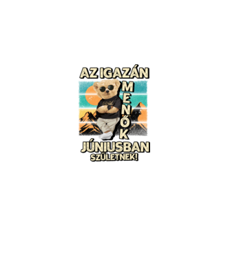 Retro Menő Mackó szülinapos JÚNIUS minta fekete pólón