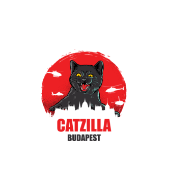 CATZILLA Budapest minta fehér pólón