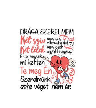Két szív két lélek minta fehér pólón