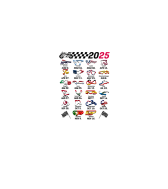 MOTOGP 25 CALENDAR fehér alapra minta homokszín pólón