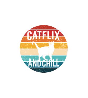 catflix and chill minta fehér pólón