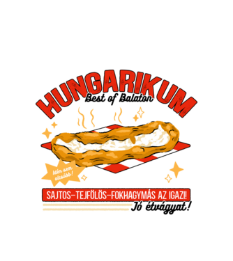 Lángos Hungarikum minta fehér pólón