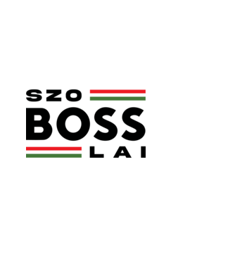 SzoBOSSlai fekete minta világoskék pólón