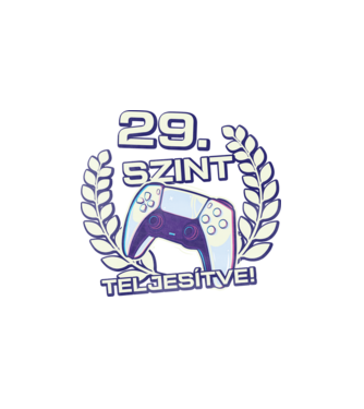29. szint teljesítve PS5 v2 minta fehér pólón