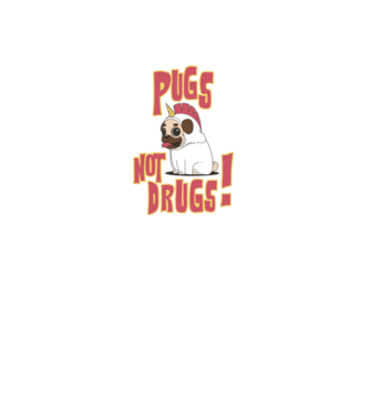 Pugs not drugs minta fekete pólón