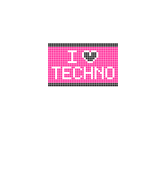 I Love Techno Pixel minta fehér pólón