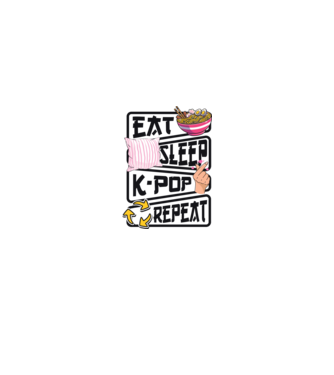K-POP EAT SLEEP minta fehér pólón