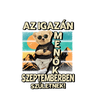 Retro Menő Mackó szülinapos SZEPTEMBER minta fehér pólón
