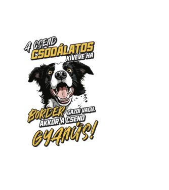 Border Collie Gyanús csend minta fekete pólón