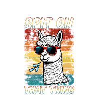 Spit on that thing láma szivárványos minta fehér pólón