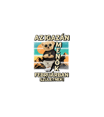 Retro Menő Mackó szülinapos FEBRUÁR minta fekete pólón