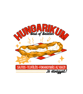 Lángos Hungarikum minta fehér pólón