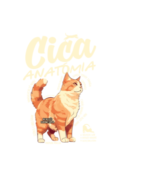 Cica anatómia vörös minta fekete pólón