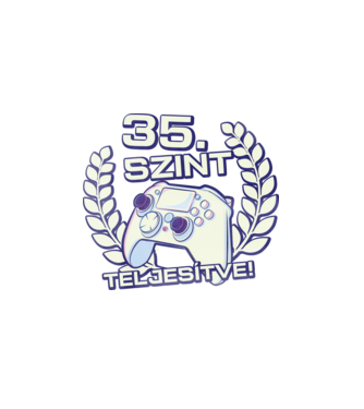 35. szint teljesítve minta fehér pólón