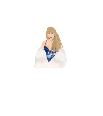 Taylor Swift blue minta fehér pólón