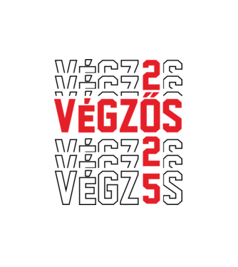 VÉGZŐS 2025 fekete minta fehér pólón