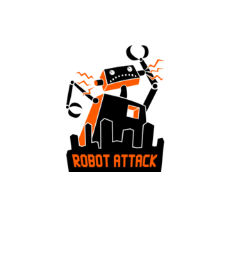 Robot Attack minta fehér pólón