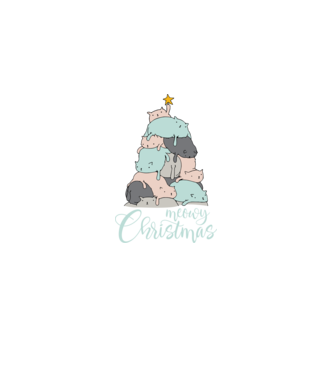 Meowy Christmas minta fekete pólón