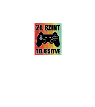 21 szint teljesítve retro gamer minta fekete pólón
