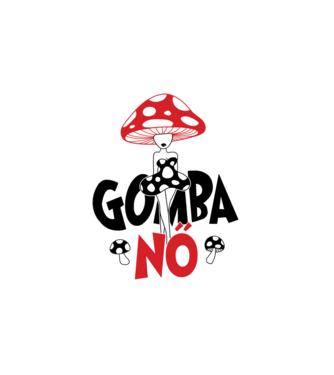 Gomba nő minta fehér pólón
