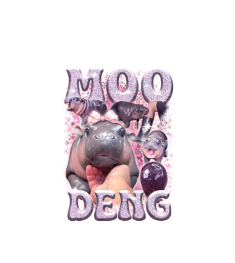 MOO DENG baby hippo minta fehér pólón