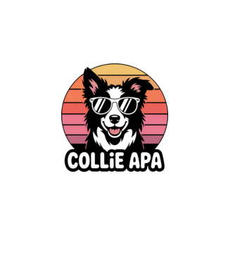 Collie Apa minta fekete pólón
