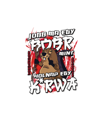 Jobb ma egy Bóbr minta fehér pólón