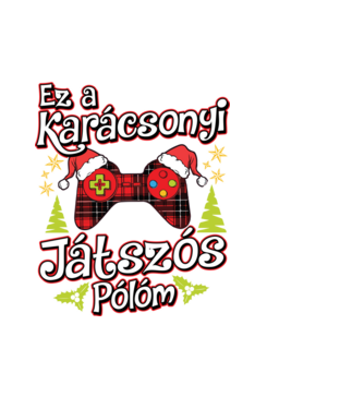 Ez a karácsonyi játszós pólóm minta fekete pólón