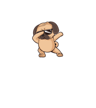 Mopsz DAB minta rózsaszín pólón