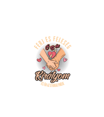 Férj és feleség Királyom páros minta fekete pólón