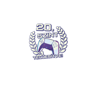 20. szint teljesítve PS5 v2 minta fekete pólón