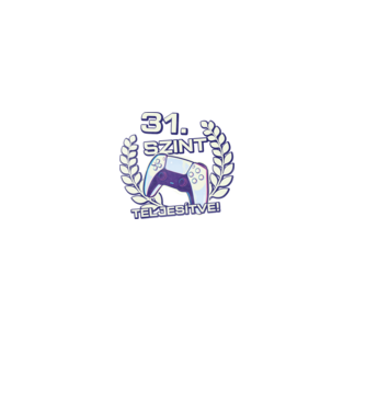 31. szint teljesítve PS5 v2 minta fekete pólón