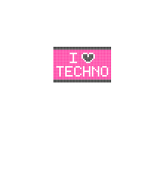 I Love Techno Pixel minta fehér pólón