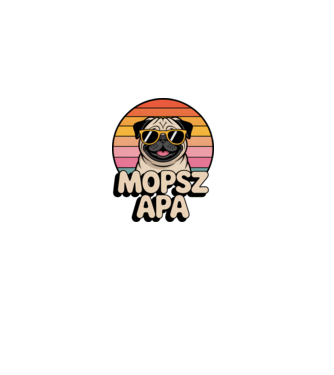Mopsz Apa minta fekete pólón