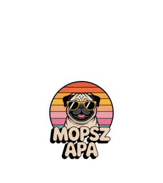 Mopsz Apa minta fekete pólón