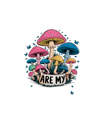 Mushrooms are my therapy fekete alap minta fekete pólón
