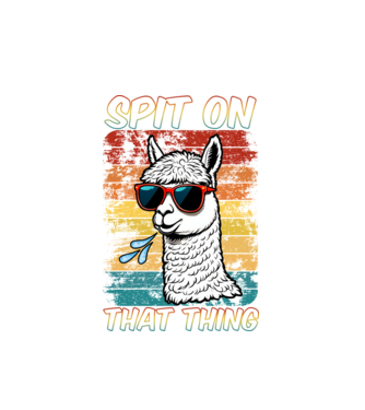 Spit on that thing láma szivárványos minta fehér pólón